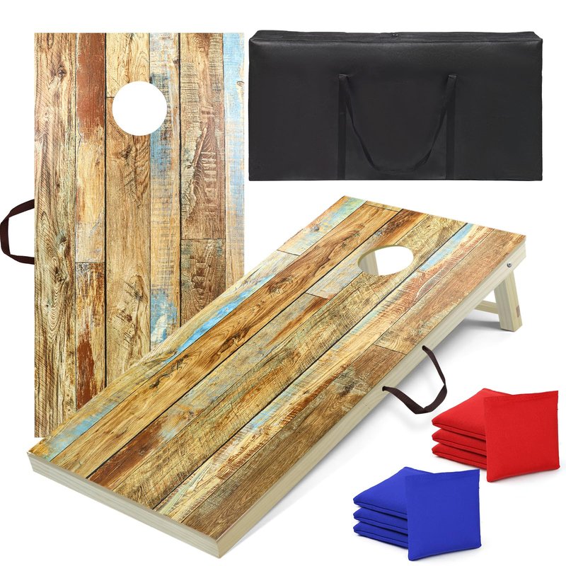 Solid Wood Cornhole Board Set，2 Regulation 4'x2' Cornhole Boards with 8 Cornhole Bags and Carrying Case, Corn Hole Games for Adults Outdoor Bean Bag Toss Game