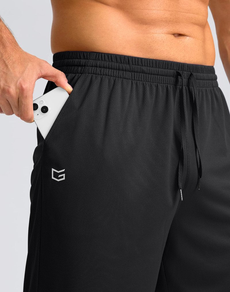 G Gradual Men's Athletic Shorts with Pockets 11" Long Basketball Shorts Lightweight Quick Dry Gym Workout Shorts for Men(Black,L)