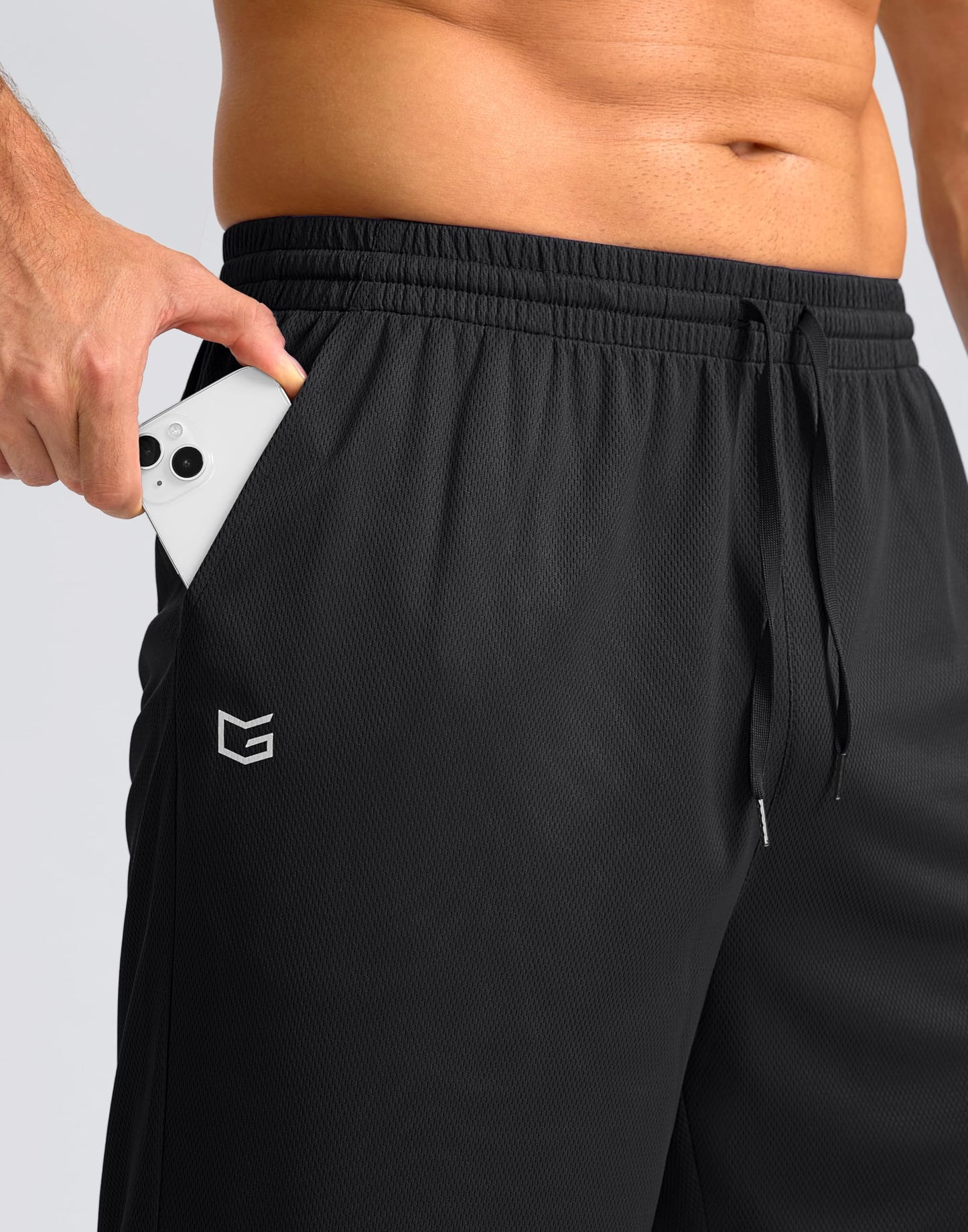 G Gradual Men's Athletic Shorts with Pockets 11" Long Basketball Shorts Lightweight Quick Dry Gym Workout Shorts for Men(Black,XXL)