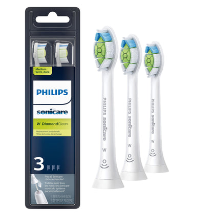 Philips Sonicare W DiamondClean - Genuine Replacement Electric Toothbrush Heads, White, 4 Pack One Year Supply, HX6064/65
