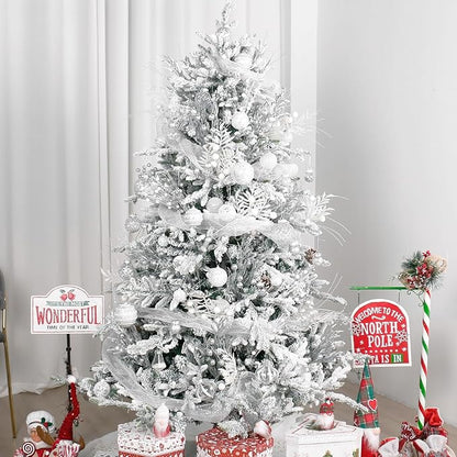 Super Holiday Christmas Ball Ornaments, 33PCS Silver Clear Shatterproof Plastic Foam Ornaments Set for Hanging Xmas Tree Holiday Thanksgiving Party Decor.