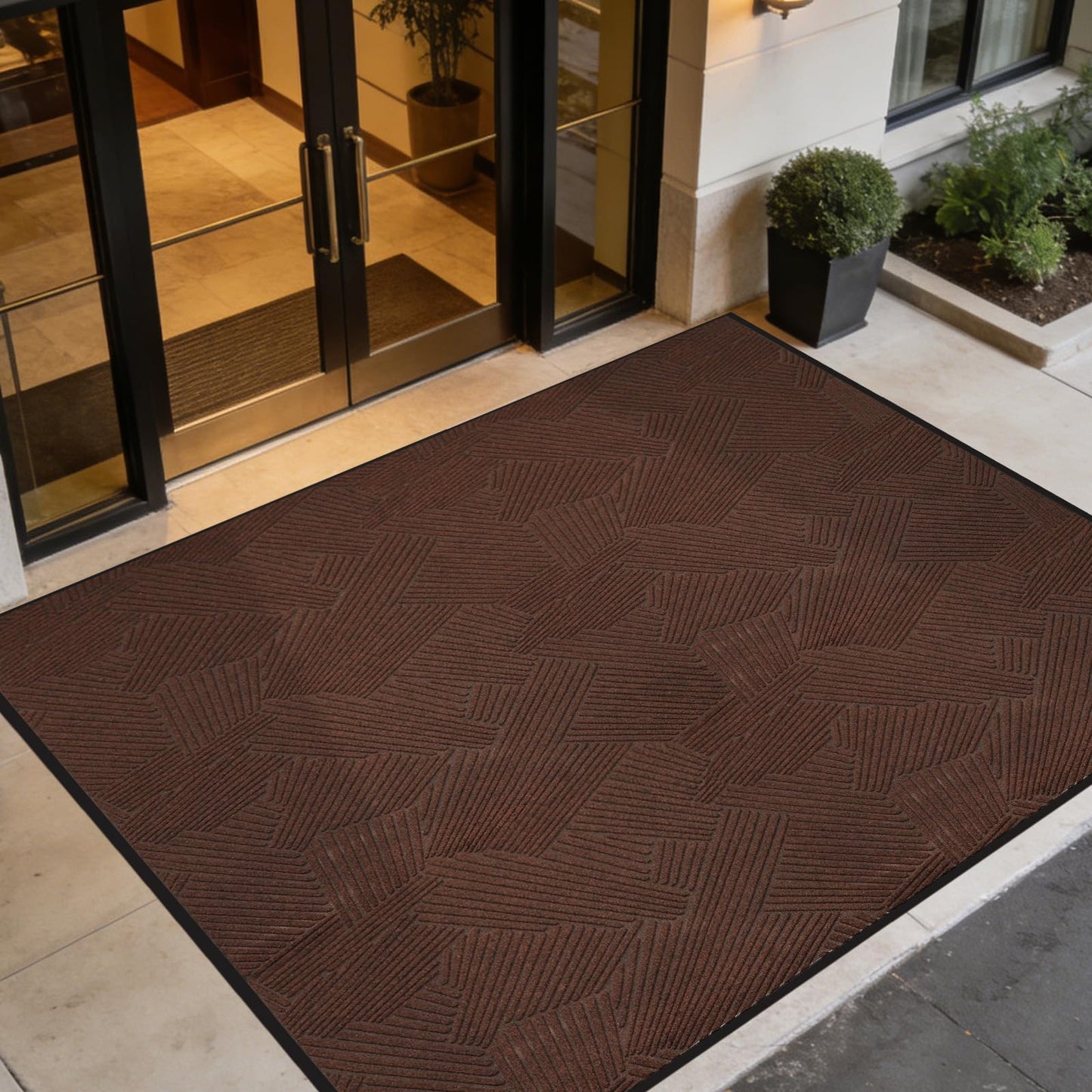 BelleCosy Low Profile Door Mat Indoor Outdoor, 3′ x 5′ Heavy Duty Non Slip Entryway Rug for High Traffic Areas, Grid-Pattern Waterproof All-Weather Floor Mat for Mudroom, Garage, Pet Paths