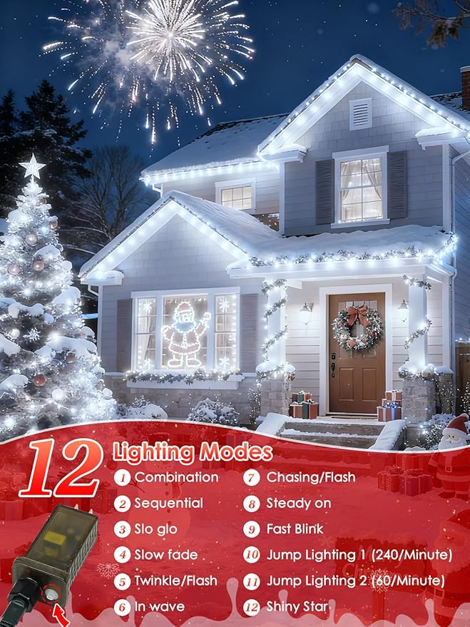 Voice Control Connectable 2PK 164FT 400LED Christmas String Lights Indoor Outdoor with Remote | Smart Twinkle Fairy String Lights 12 Modes & Timer for Xmas Tree Decor (Cool White)