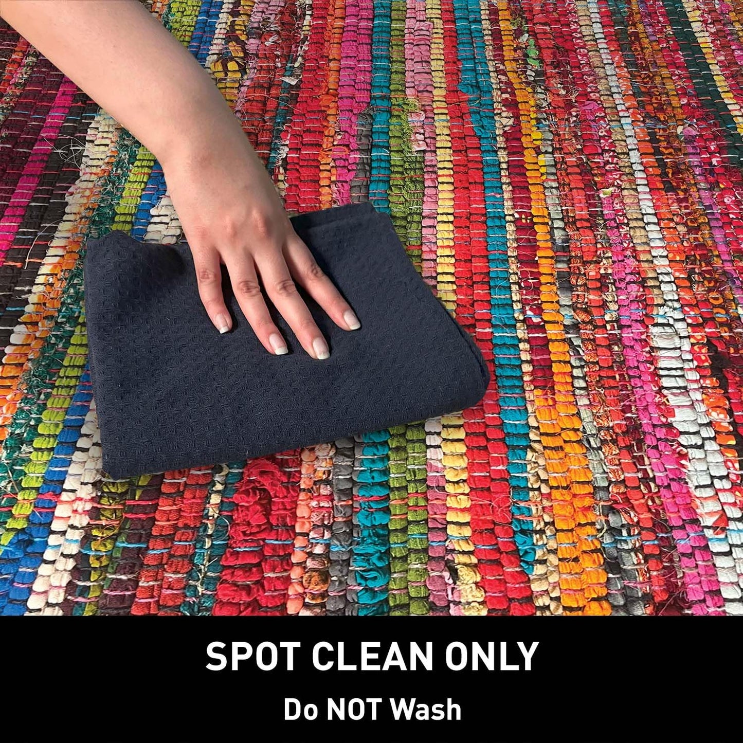 Chardin home - Eco Friendly 100% Recycled Cotton Colorful Chindi Runner Area Rug - 2'x7', Multi