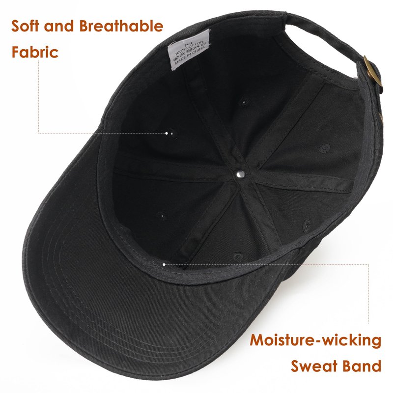 spxkd Baseball Cap for Men Women Washed Cotton Unstructured Baseball Hats Breathable Unisex Golf Dad Hat (US, Alpha, Small, Medium, Black)