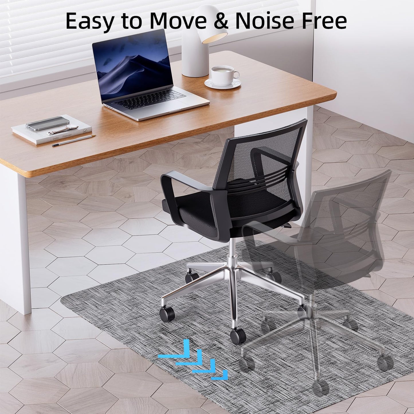 Yecaye Office Chair Mat for Hardwood Floor,30" x 48" Under Computer Desk Floor Protects for Rolling Chair,Non Slip PVC Woven Gaming Chair Mat,Not for Carpet (Lightgrey, 30" x 48")