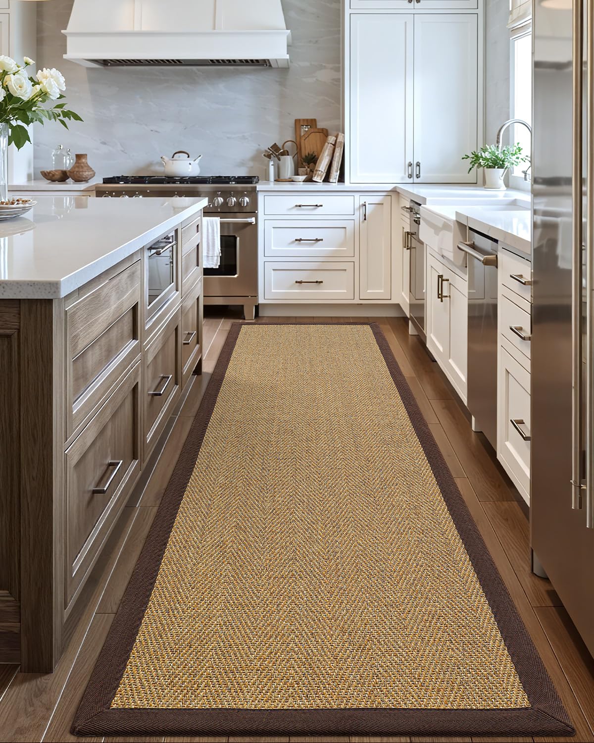 LUMI 2x7 Sisal Runner Rug Non Slip for Hallway, Natural Rustic Carpet No Shedding, Farmhouse Braided Area Mat Indoor High Traffic for Living Room, Entryway, Kitchen, Laundry