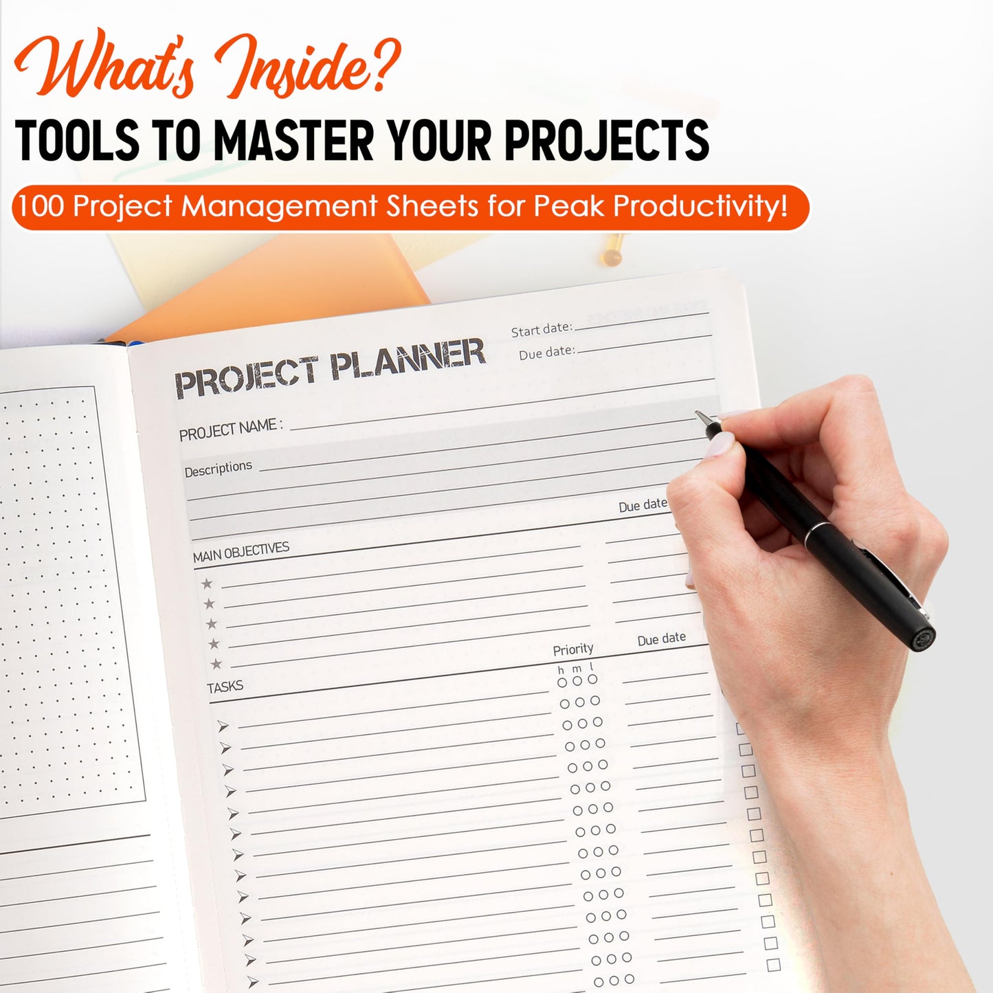 Project Planner: Management Notebooks Organizer & Work Log Book Tracker With Checklist Brainstorming for Entrepreneurs, Managers & Small Business Owners