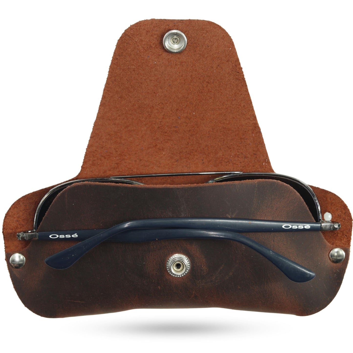 Toprank Leather Eyeglass Case - Handmade Slim Sunglasses Holder, Genuine and Universal Fit for Men and Women (Tan)