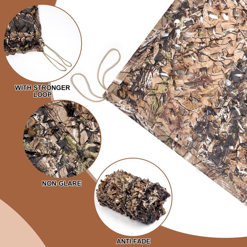 Camo Netting Camouflage Netting with Mesh Backing Military Camo Nets Sunshade Fence Tarp Net Lightweight Great for Duck Hunting Blind Shooting Photography