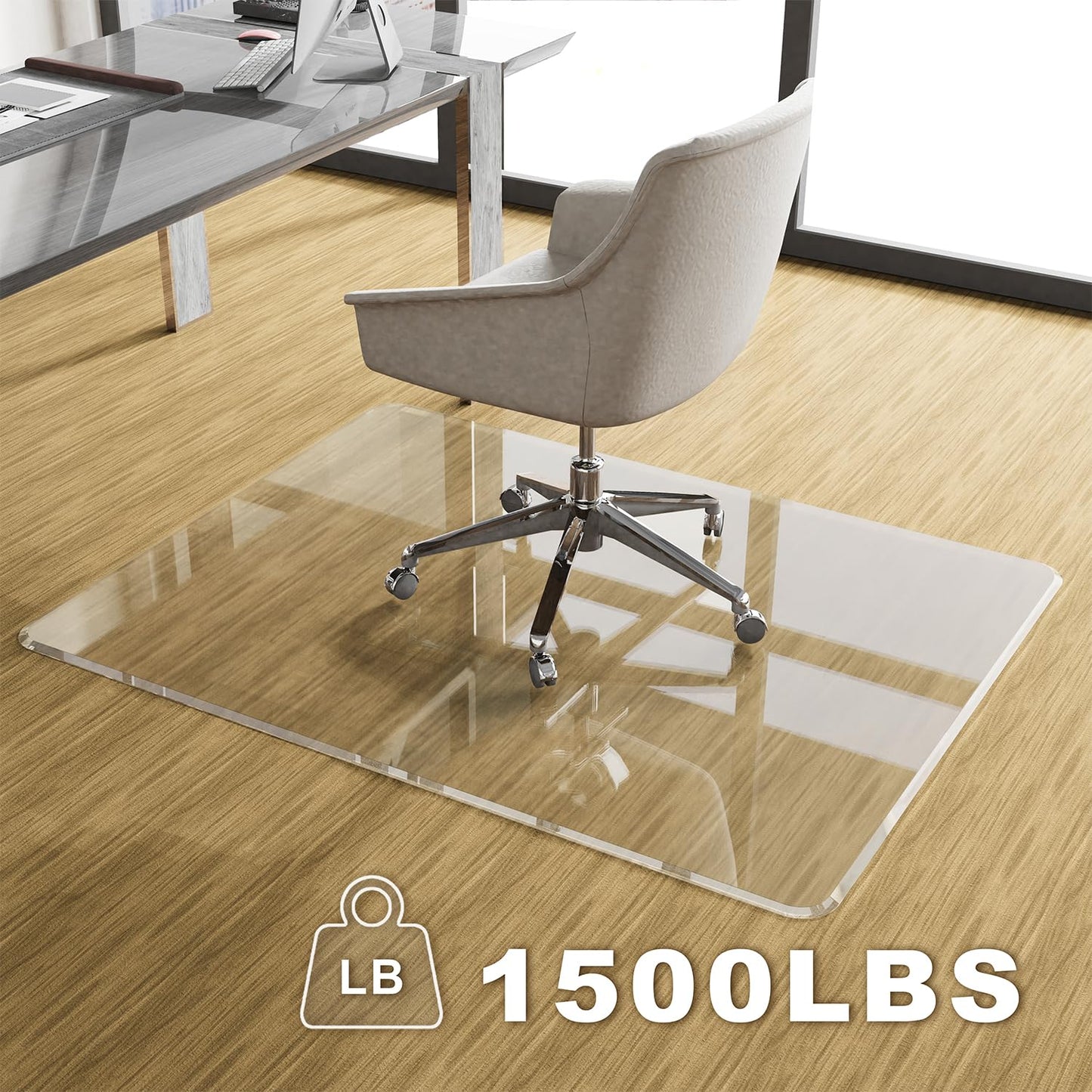 MESAILUP Beveled Edge Office Chair Mat for Carpet or Hardwood Floor 36" x 48" Clear Chair Mats for a Smooth Glide and Easy Roll On/Off, Heavy Duty and Non-Slip Pad Floor Ultimate Desk Chair Mat
