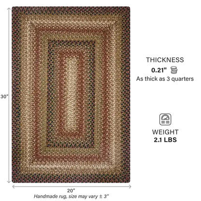 Homespice Gingerbread Black & Brown Braided Rug 20x30 - Jute Braided Kitchen Rugs for Country, Primitive Decor, Reversible, Pet-Friendly, Durable & Easy to Maintain