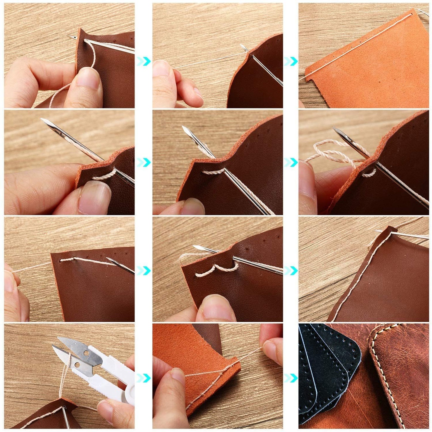 GTAAOY Professional Sewing Awl Kit, Portable Leather Sewing Awl Thread Kit with Straight Bent Needles Rolls Waxed Threads Small Screwdriver Yarn Scissors Needle Threader Tape Measure for DIY Craft