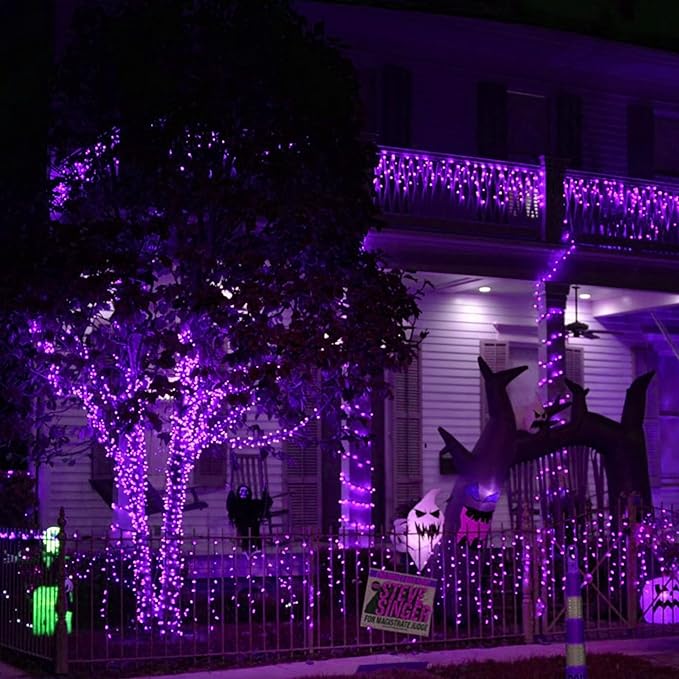 Dazzle Bright Halloween Fairy String Lights, 20 FT 60 LED Copper Wire Battery Operated Waterproof Lights, Halloween Decorations for Indoor Home Room Outdoor Garden Patio Party Decor (Purple)