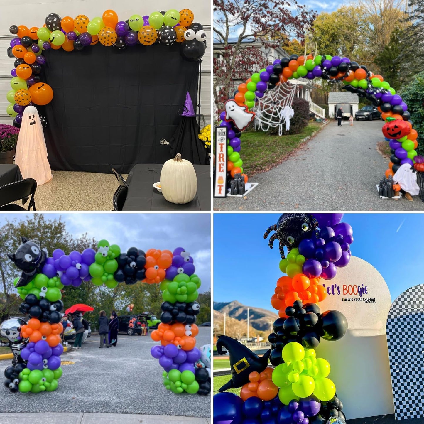 Halloween Balloons Arch Black Orange Purple Green Balloons Garland Witch Cat Foil Spider Balloon Pumpkin Birthday Decorations Metallic Purple Lime Green Latex Helium Balloon Set for Party Supplies