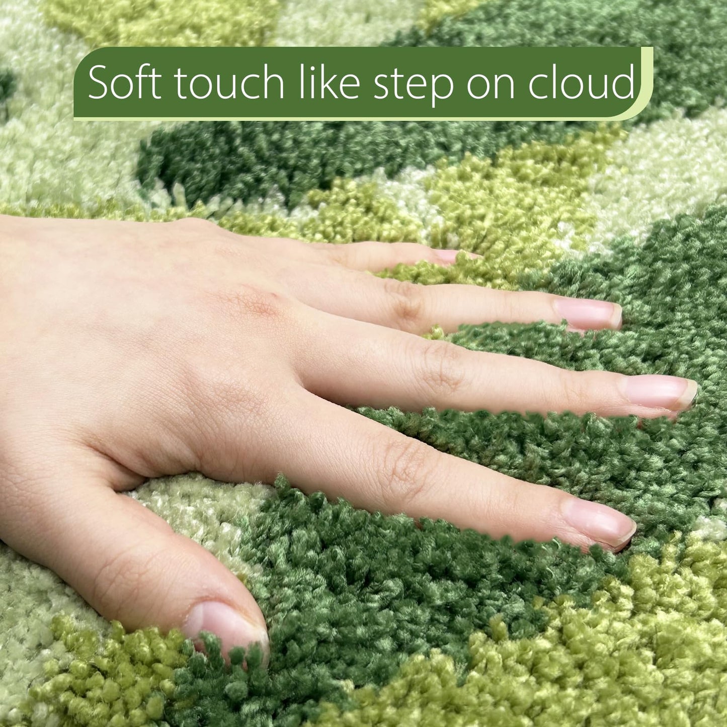 ZebraSmile Sage Bathroom Rugs - Green Leaves Bath Mat Soft & Water Absorbent Bath Rug with Non Slip Back for Wash Basin Shower Room Bathtub Floor Bedroom Doormat 17.5 x 25.5 inch