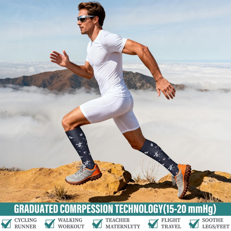 Acture 6 Pack Compression Socks for Women and Men - Knee High for Medical, Running, Nurses, Travel