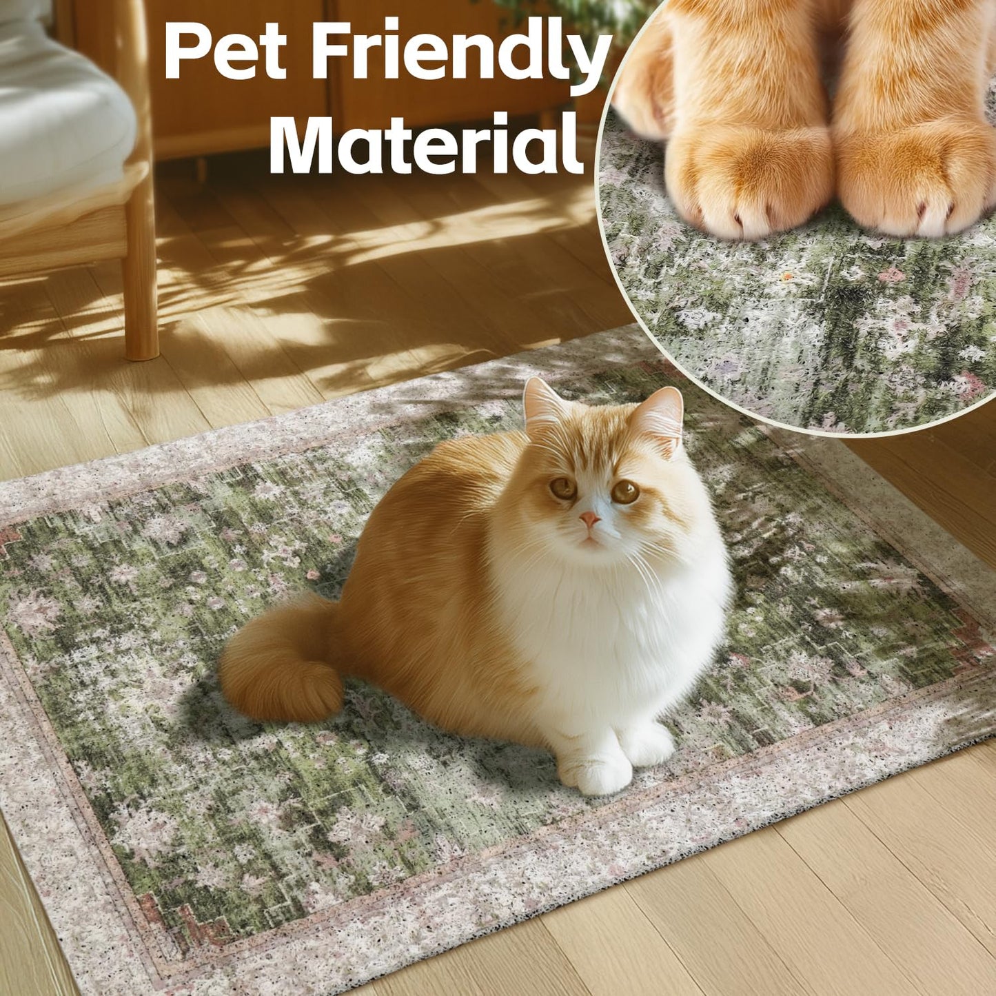 Qyasdhnx Cat Litter Mat Litter Trapping Mat, 24"x15" Waterproof Urine Proof Litter Box Mat Catcher Mat Non-Slip Washable for Kitty Kitten, Green