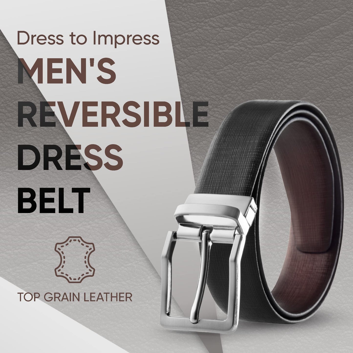 Prospero Comfort - Reversible Belts for Men, Italian Top-Grain Leather Belt for Men, 2-Toned Men’s Belts, Men’s Belt for Casual Wear, 35mm Dress Belt, Criss Cross Brown and Black Belt Men’s Size 32