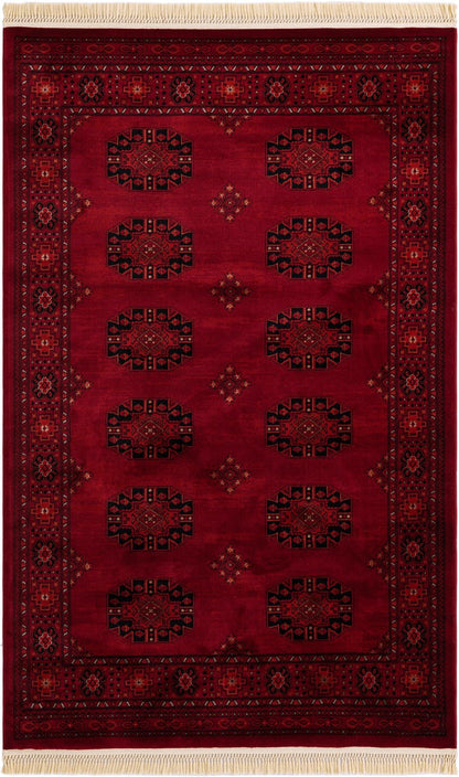 Unique Loom Tekke Collection Over-Dyed Saturated Traditional Torkaman Area Rug (5' 0 x 8' 0 Rectangular, Red/Black)