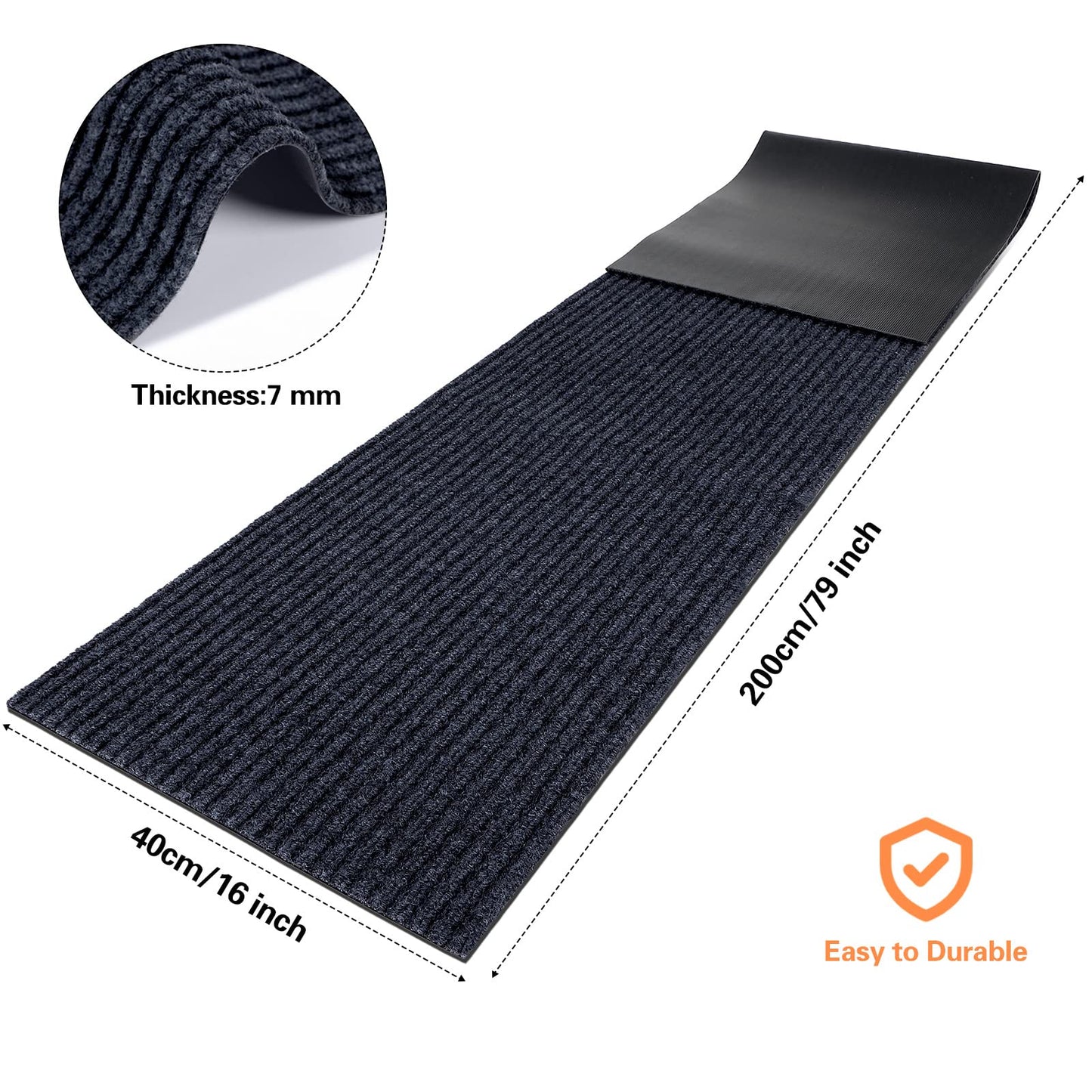 Nuanchu 1 Roll Large Semi Finished Outdoor Mat 16 x 79 Inch Narrow Door Mat Non Slip Boot Rugs Waterproof Carpet Roll for Bathroom Entryway Indoor Outdoor (Black)