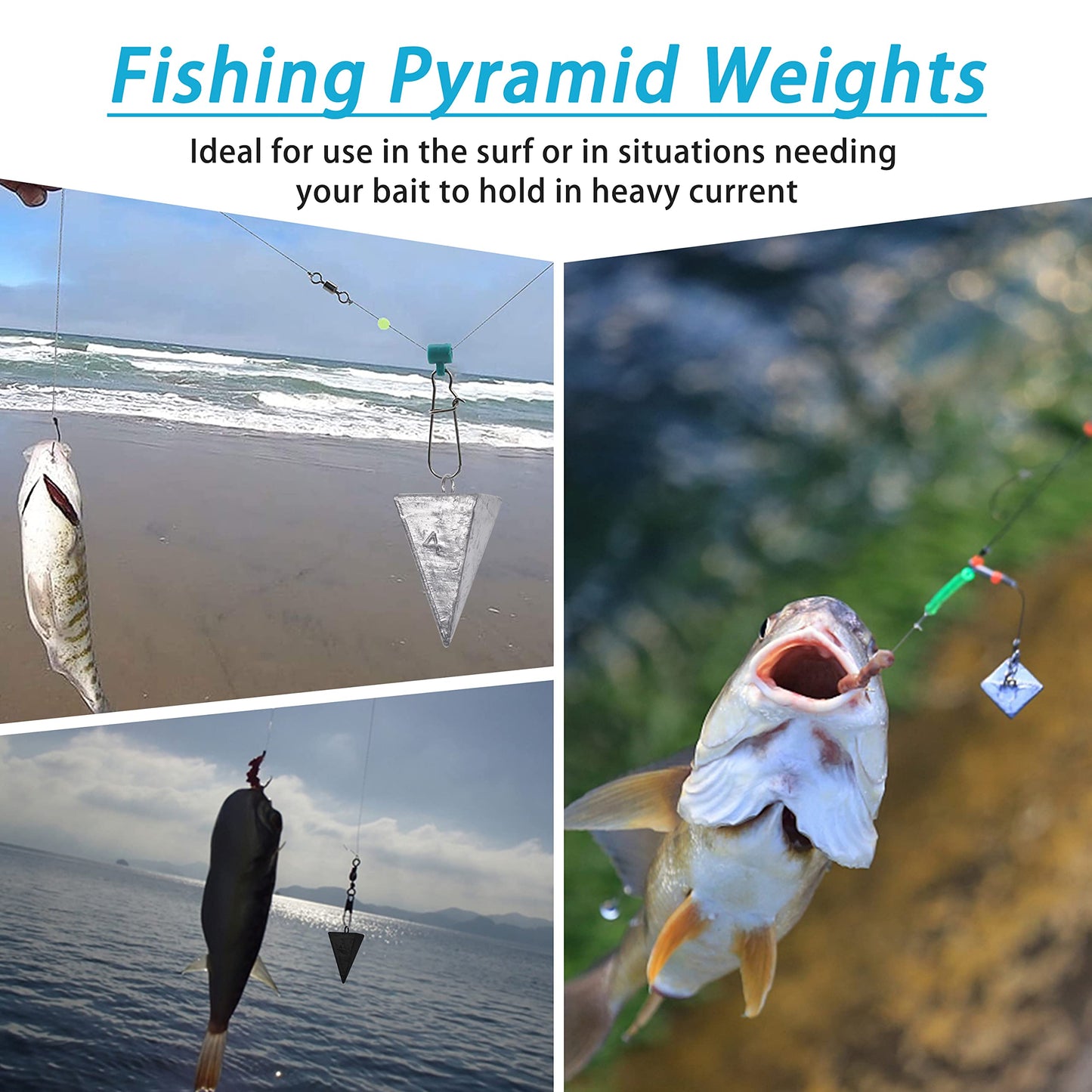 Pyramid Sinkers Fishing Weights Saltwater Pyramid Weights for Surf Fishing Gear Tackle 1oz 2oz 3oz 4oz