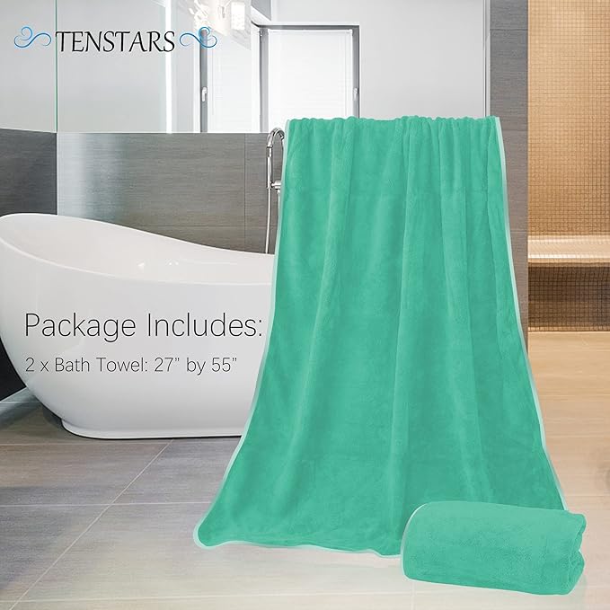 TENSTARS Silk Hemming Bath Towels