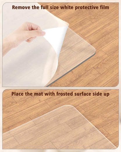 Soimeat Hard Frosted Office Chair Mat for High Pile Carpet and Hardwood Floor, 32" x 55" Anti-Slip Computer Rolling Chair Mat, Heavy Duty Chair Pad Under Desk Carpeted Floor Protector for Home, 1 PCS