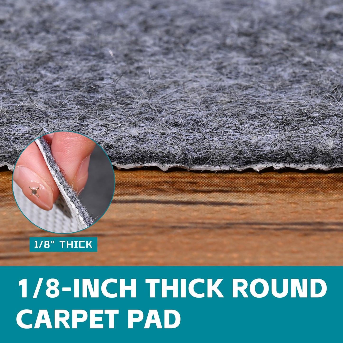 Waterproof Rug Pad Round 1/8 Thick Waterproof Non-Slip Rug Pad, Pad for Hardwood Floors,Rug Pads for All Floors and Finishes, Keeps Carpets in Place Soft and Safe（6FT）