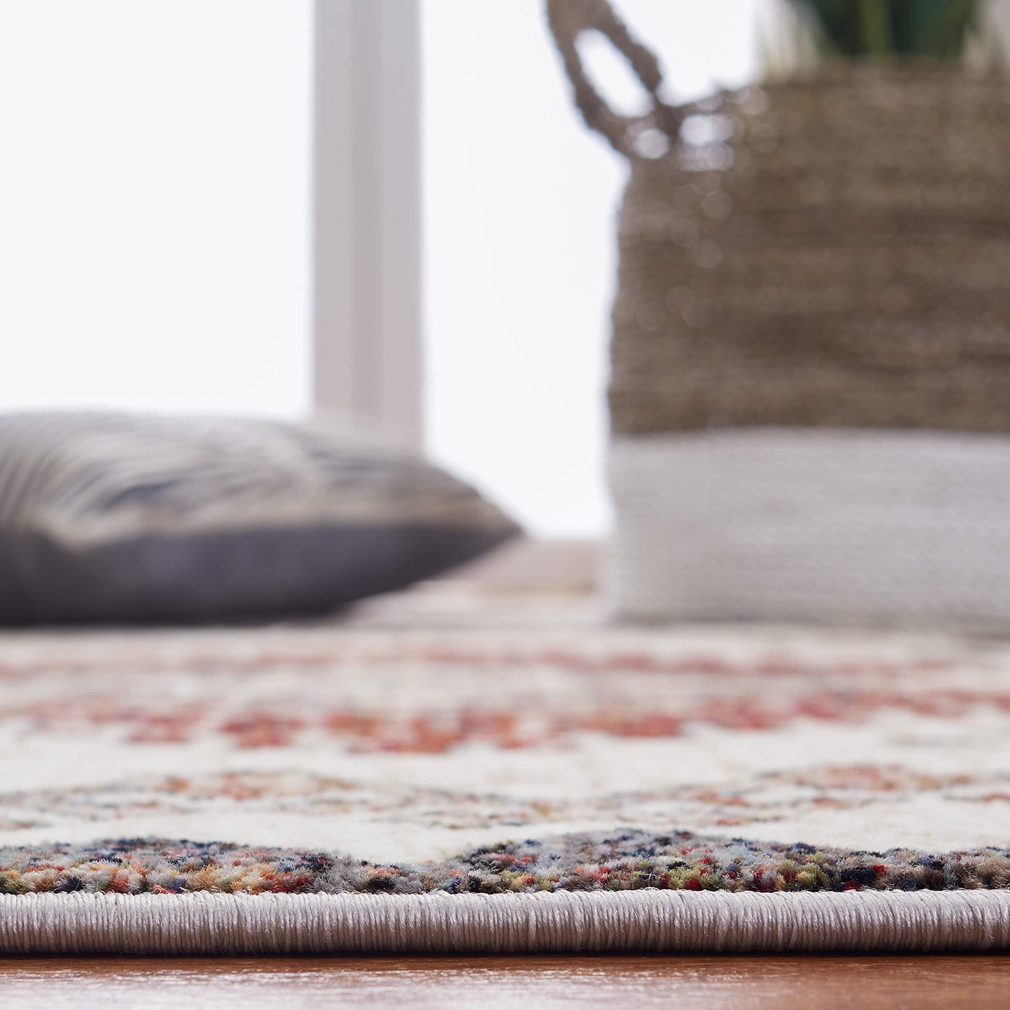 SAFAVIEH Herat Collection Runner Rug - 3' x 10', Cream & Grey, Boho Tribal Distressed Design, Non-Shedding & Easy Care, Ideal for High Traffic Areas in Living Room, Bedroom (HRT319A)