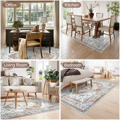 Anidaroel 5x7 Office Chair Mat for Hardwood Floor/Tile, Desk Chair Mat for Home Offices, Under Desk Rug for Rolling Chair, Anti-Slip Office Rugs for Rolling Chairs, Large Floor Protector Rug, Khaki