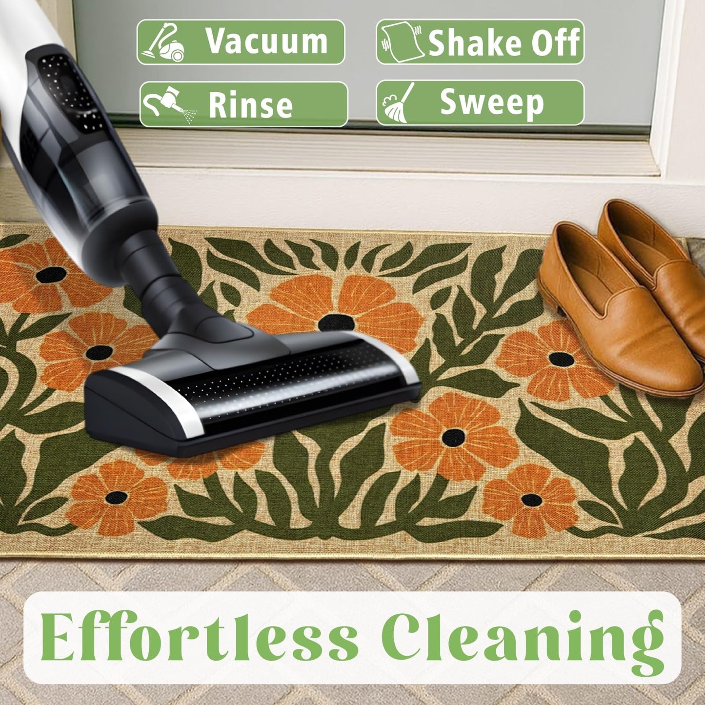 Front Door Mat Home Mats for Outside Enterway Indoor Outdoor Entrance Flower Doormats with Non-Slip Backing Floor Mats for Family Housewarming Gifts Summer Home Rugs for Bedroom Kitchen 16.9"x29.9"