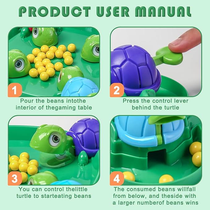Hungry Turtle Chess Board Game Hungry Box Game Turtle Eating Beans Chessboard Game Party and Party Family Toys Toys 2-4 Person (72 Beans)