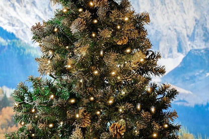 Novelty Lights 50ft 100 LED Warm White Christmas Lights Outdoor/Indoor, 6" Spacing, Green Wire String Lights for Festive Xmas Lighting, IP55, UL Listed, Dimmable, Connectable