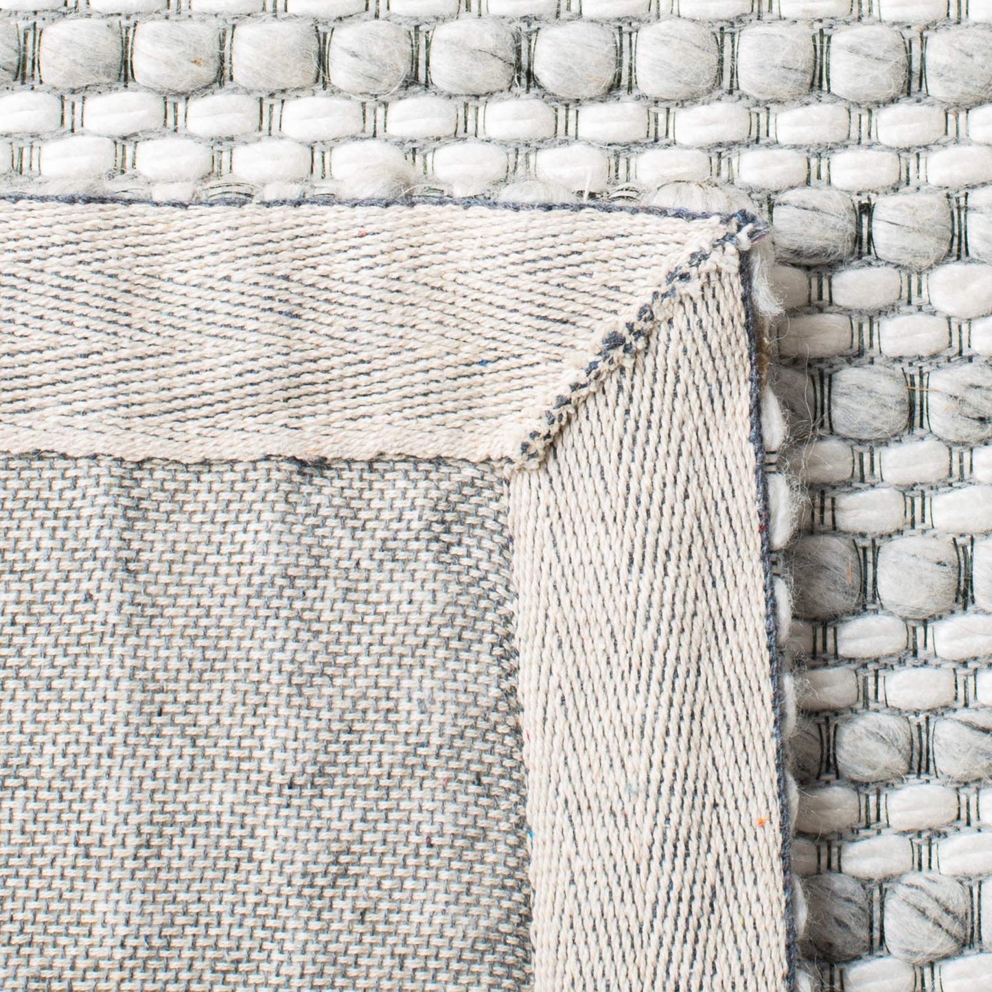SAFAVIEH Marbella Collection Area Rug - 10' x 14', Light Grey & Ivory, Flat Weave Wool Design, Ideal for High Traffic Areas in Living Room, Bedroom (MRB392F)