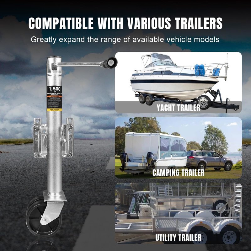 Torin 1500 lbs Trailer Jack with Wheel, Heavy Duty Swivel Boat Trailer Jack, 13" Lift, Bolt-on Trailer Tongue Jack for RV Boat