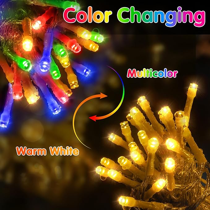 KNONEW 1000 LED 403FT Christmas Lights Outdoor Clear Wire Color Changing String Lights with 11 Modes & Timer Dimmable Fairy Light for Xmas Tree Roof Yard Wedding Decorations(Warm White to Multicolor)