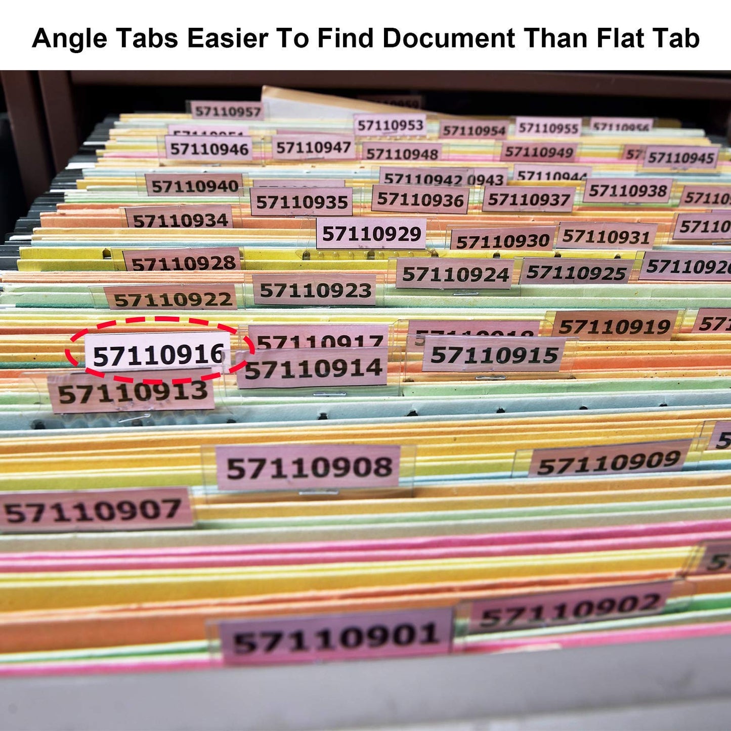 120 Pcs Jovitec File Folder Tabs, 60 Hanging File Folder and 60 Inserts Plastic Tabs for Back to School Organize Distinguish Hanging Files, 2 Inch, Clear to Read(60 Sets,Angle Design Multicolor A)