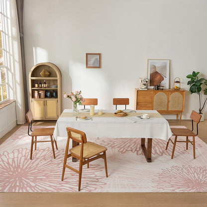 Pink Rugs for Bedroom Girls: 12x15 Modern Large Washable Soft Cute Boho Floral Pattern Area Rug Neutral Indoor Floor Non-Slip Carpet for Living Room Dining Nursery Kids Playroom Baby Room House Decor