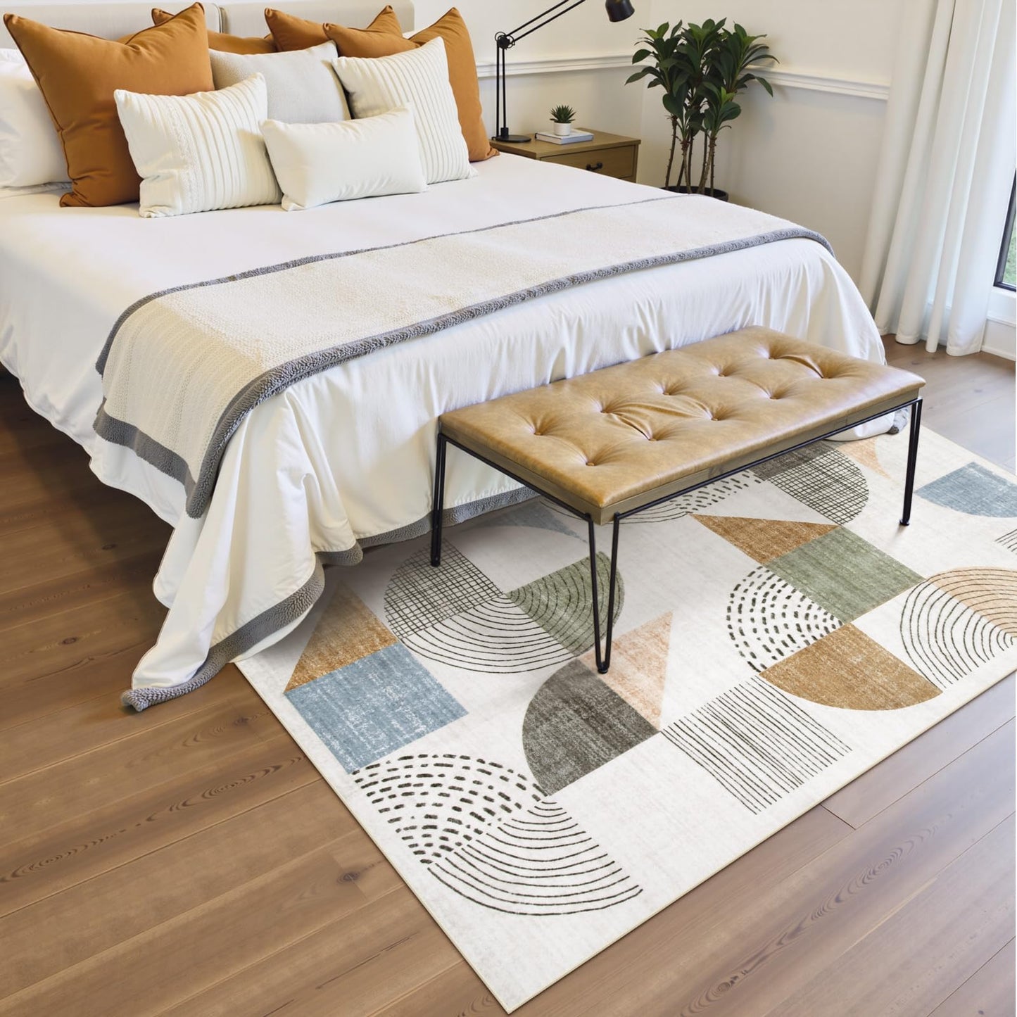 Beeiva Boho Small Area Rugs 3x5, Machine Washable Non-Slip Entry Way Rug, Lightweight Carpet High Traffic Areas Rug for Bedroom Playroom Office (Multi Color,3X5)