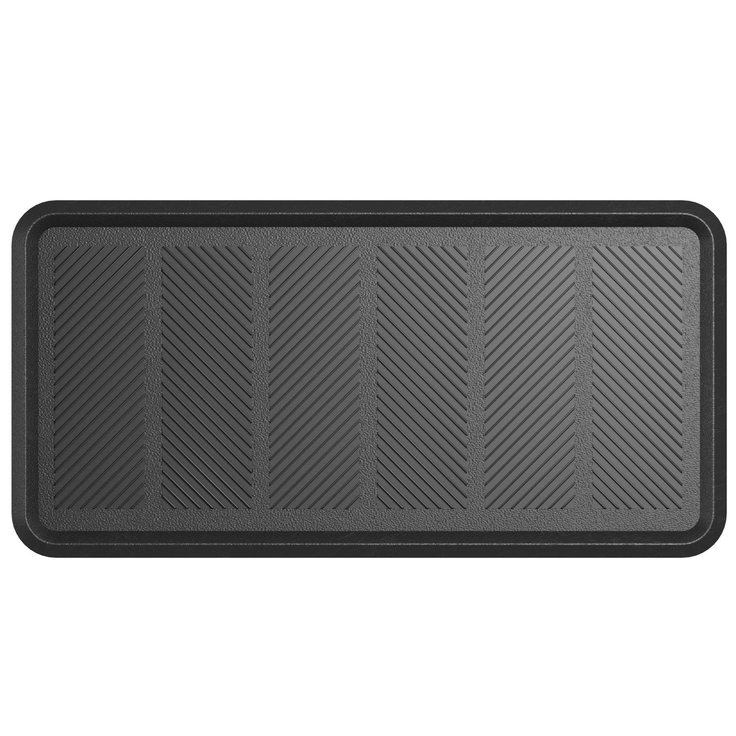 Ottomanson Heavy Duty Rubber Floor Mat – Non-Slip, Waterproof, Easy to Clean – Boot Tray Utility Mat for Shoes, Boots, Entryway, or Pet Feeding Area – Durable, Hose Washable – 16" x 32", Black