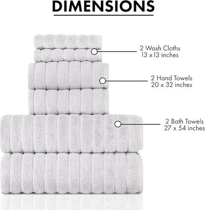 Classic Turkish Towels 6 Piece Heavy Duty Fast Drying Bath Sets Made