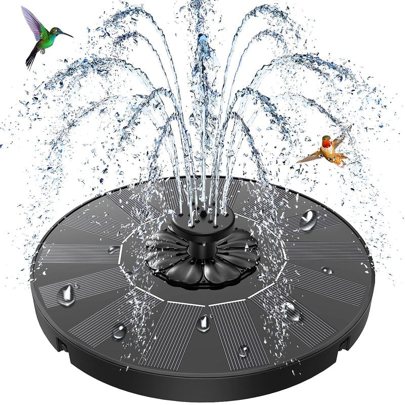 SZMP Solar Fountain 2026 Upgrade, Solar-Powered Bird Bath Fountain with 4 Fixed Rods & 7 Nozzles for Garden, Pond, Pool, and Patio – No Battery Required, Attracts Hummingbirds & Wildlife