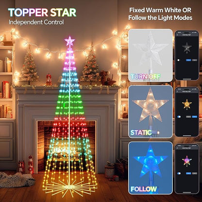 9 FT Smart Christmas Cone Tree Lights, 460 LED Lighted Outdoor Christmas Tree with Remote & App Control Timer, Music Sync, DIY RGB Color Changing for Indoor Outdoor Decorations