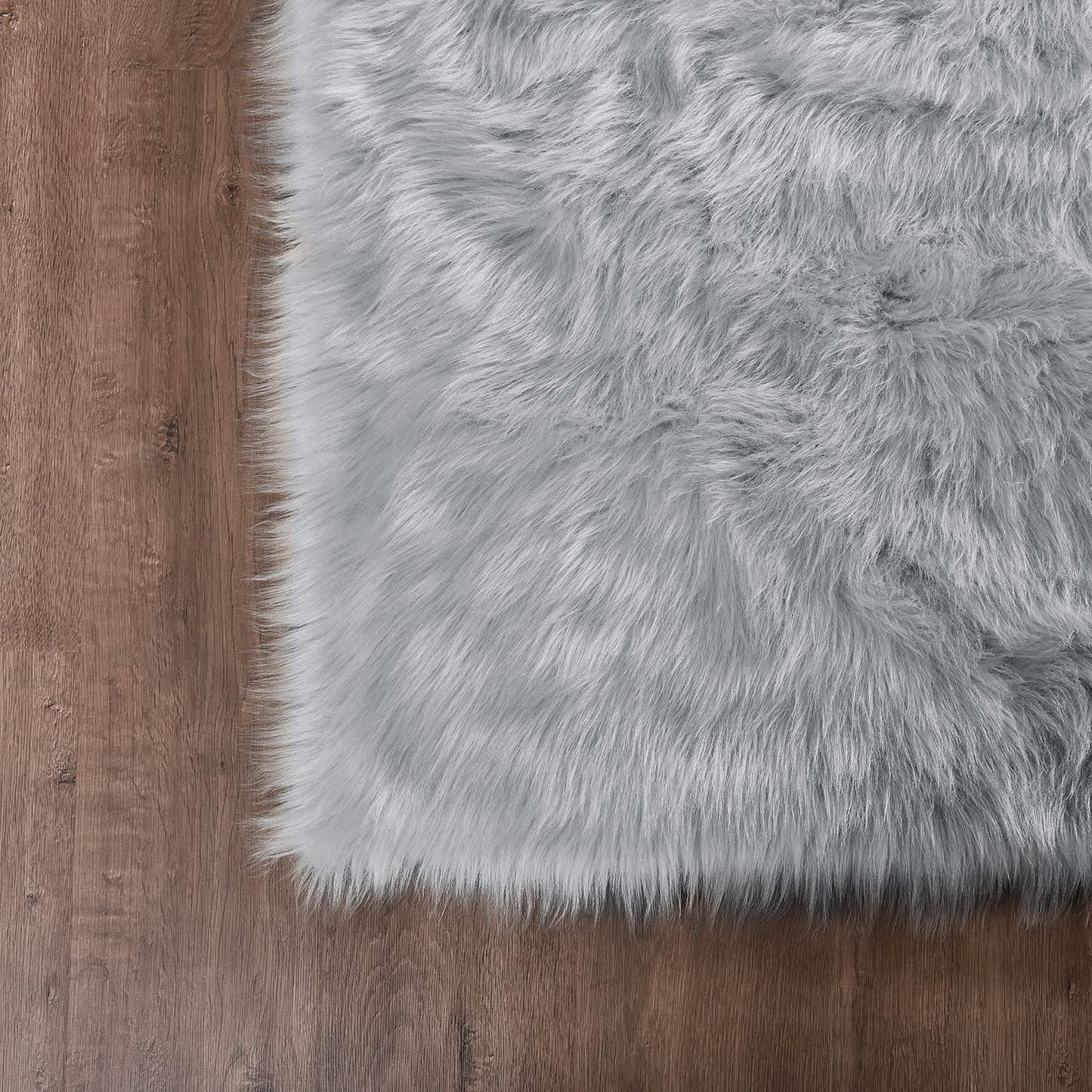 Goolela Grey Fluffy Fuzzy Furry Rug 2x3 Gray Faux Sheepskin Fur Rug for Bedroom Living Room Dorm Small Soft Bedside Carpet Plush Washable Rectangle