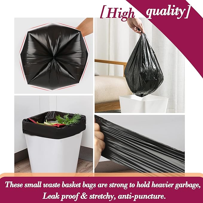 4 Gallon 180pcs Small Black Trash Bags Strong Garbage Bags, Bathroom Trash Can