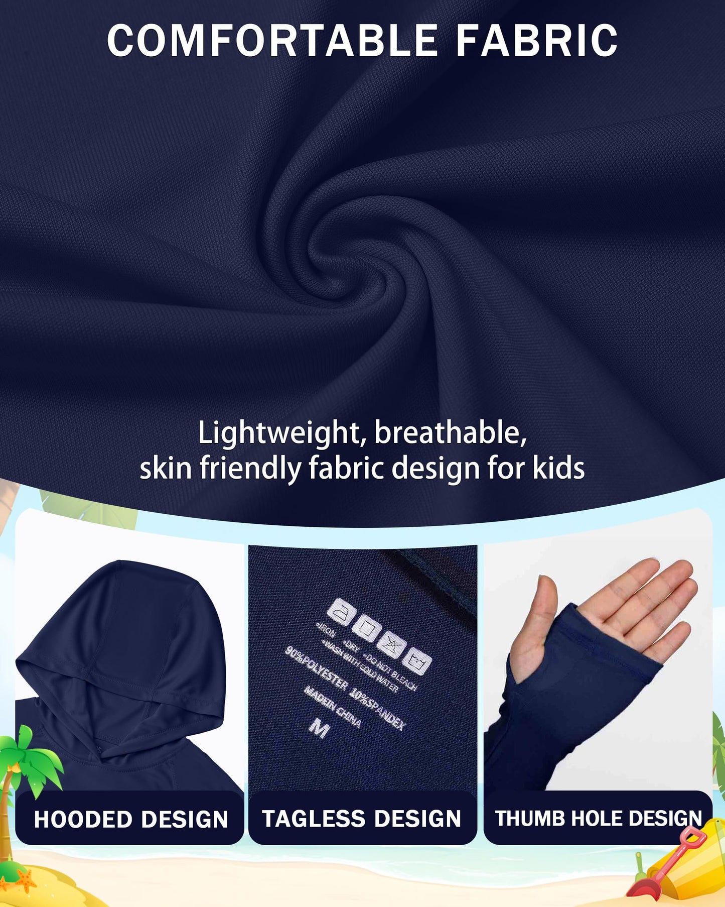 DRONIRING Boys Rash Guard Swim Hoodie, UPF 50+ UV Sun Protection Long Sleeve Fishing Shirt, Kids Youth SPF Water Shirts