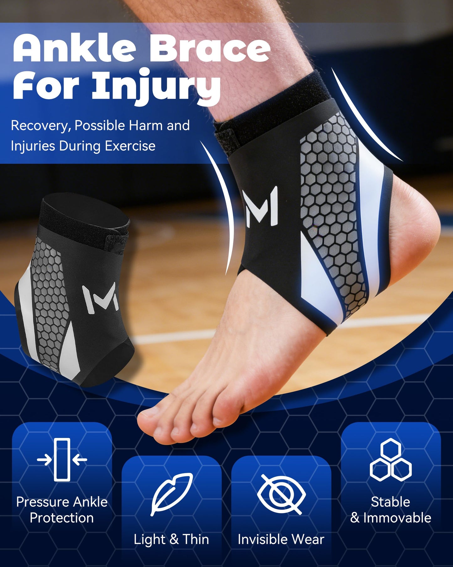 Ankle Brace for Men Women, Adjustable Stabilizer for Sprained Ankle Support, Breathable Low-Profile Lace Up Brace with Straps to Prevent Rolling, for Basketball Running & Sports (Purple*2)