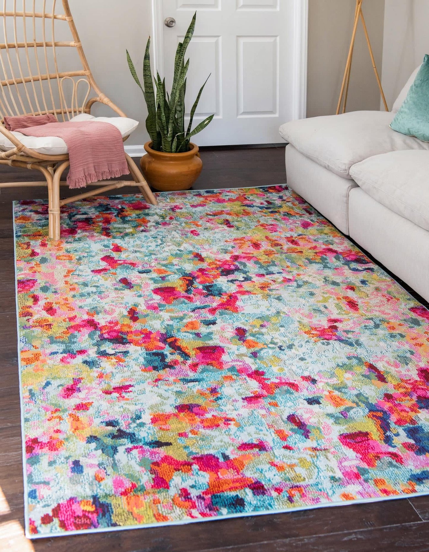 Unique Loom Chromatic Collection Area Rug - Champagne (4' 1" x 6' 1" Rectangle, Multi/ Blue)