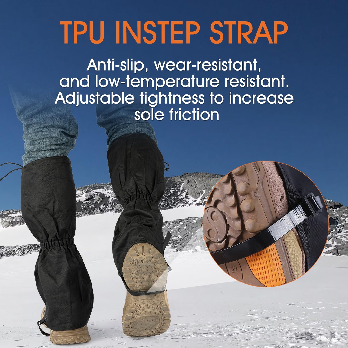 HiGaits Leg Gaiters for Men Women Adjustable Gators for Hiking Boots in Climbing Hunting Trekking Waterproof Snow Gaiters